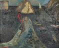 Load image into Gallery viewer, Vintage Mid Century Coastal Oil Painting By J Trostman Sweden