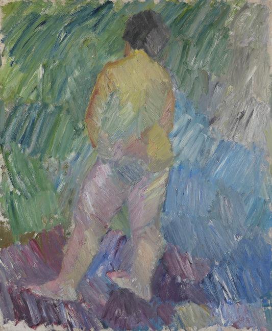 Mid Century Figurative Oil Painting From Sweden