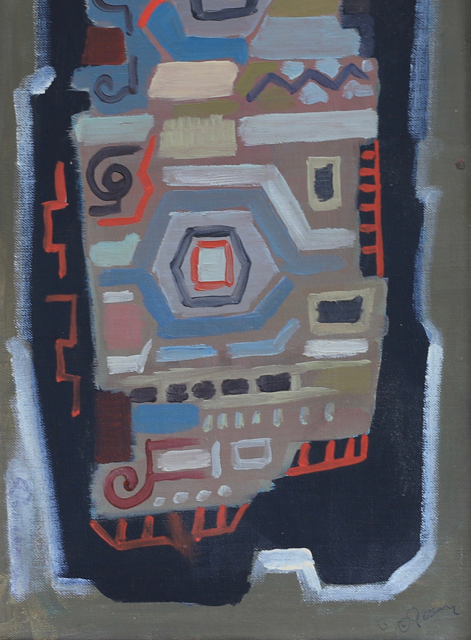 Mid Century Abstract Oil Painting By Owe Persson Sweden