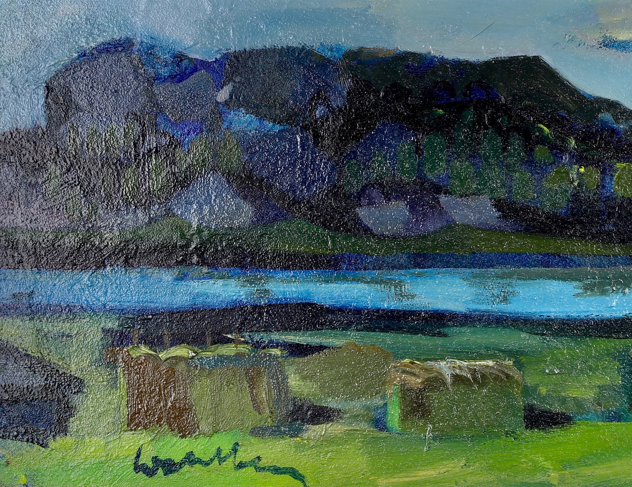 Vintage Landscape Oil Painting From Sweden By B Wahlberg