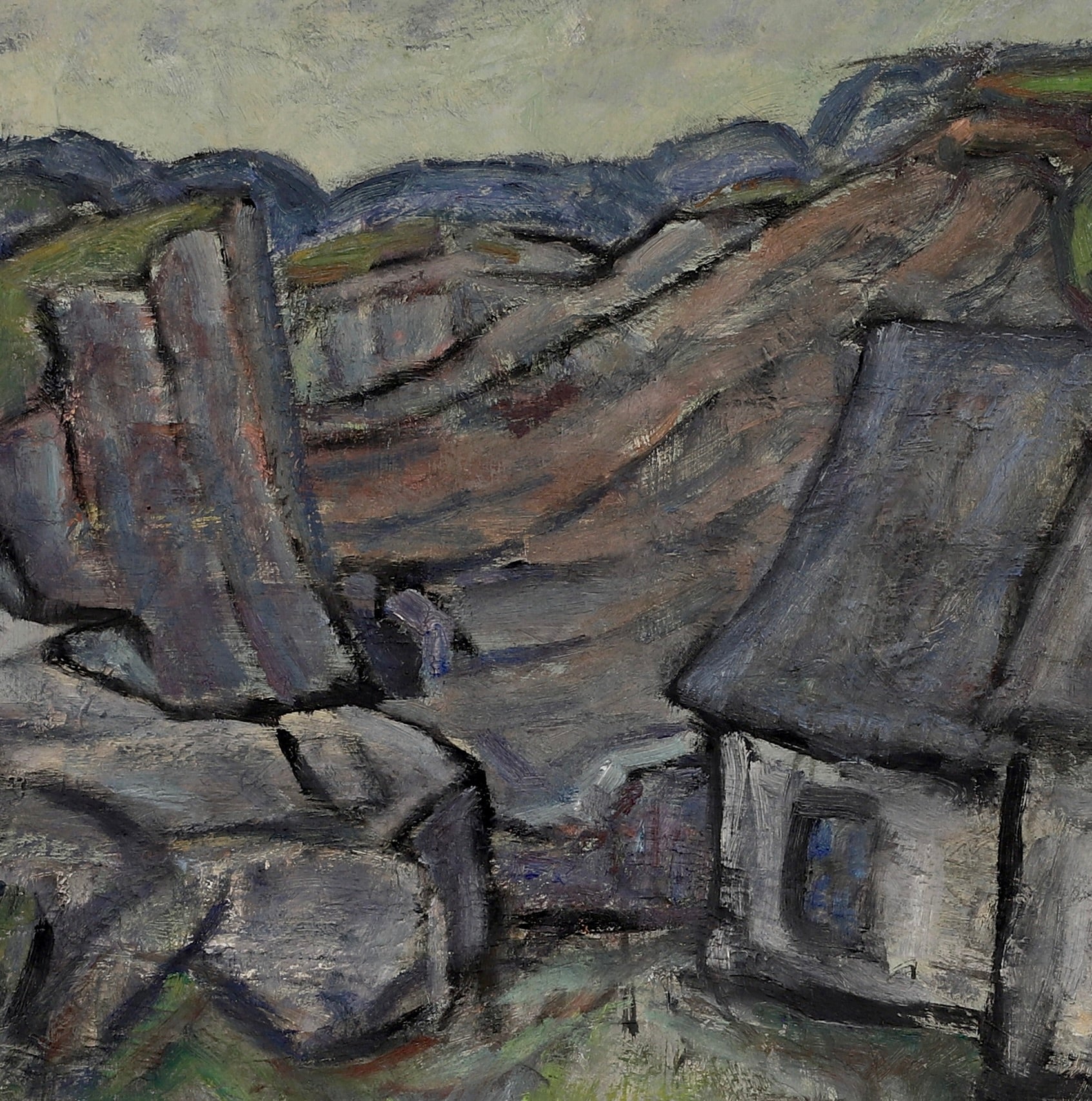 Mid Century Farmhouse Oil Painting From Sweden