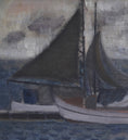 Load image into Gallery viewer, Vintage Mid Century Oil Painting of Boats From Sweden by Leonard Digris