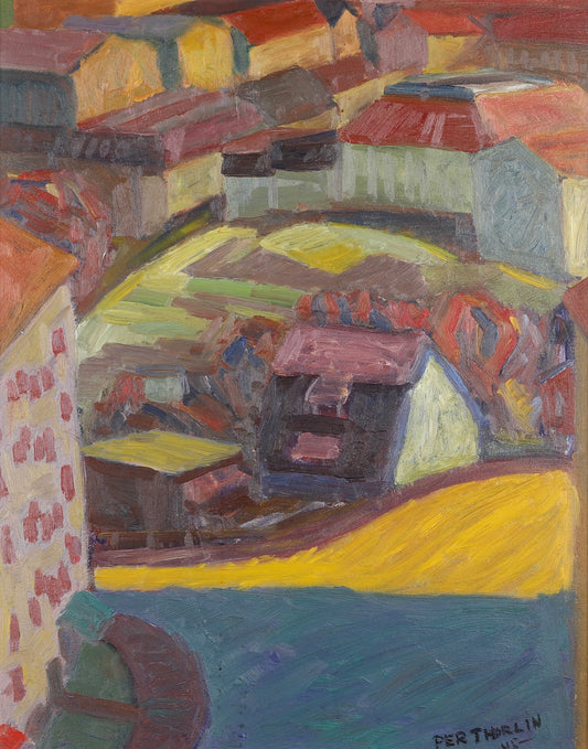 Mid Century Vintage Oil Painting By P Thorlin Sweden