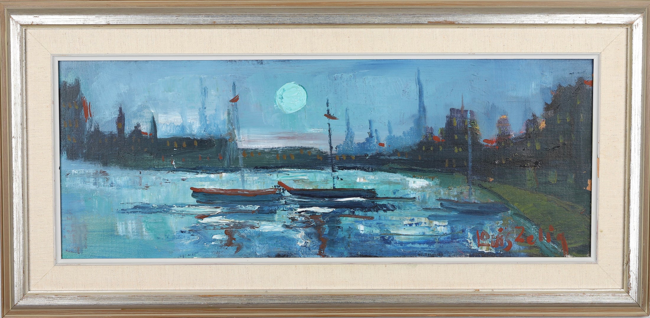 Mid Century Original Cityscape Oil Painting L Zelig Sweden