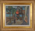 Load image into Gallery viewer, Mid Century Harbor Oil Painting from Sweden By J Bören