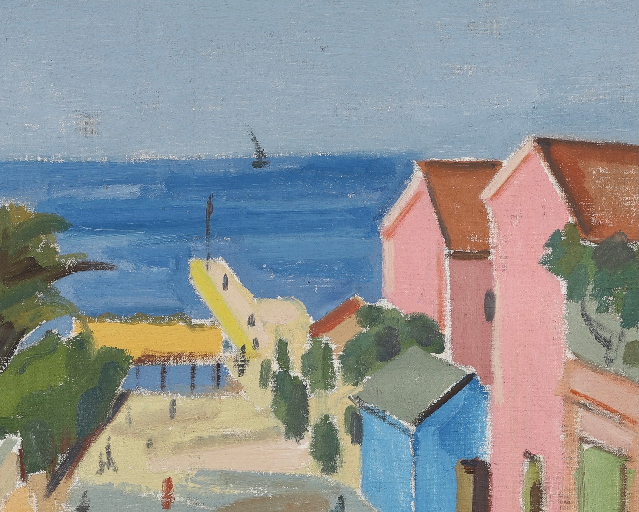 Mid Century Original Oil Painting By R Schreiber Sweden 1930