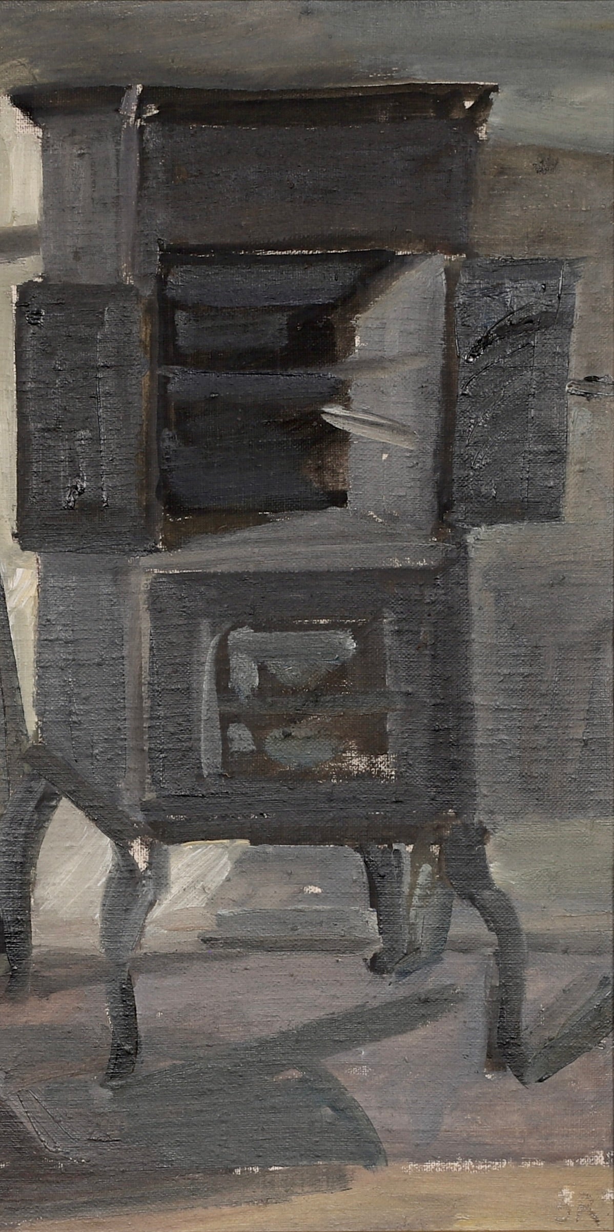 Mid Century Interior Oil Painting From Sweden by S Reinfeldt