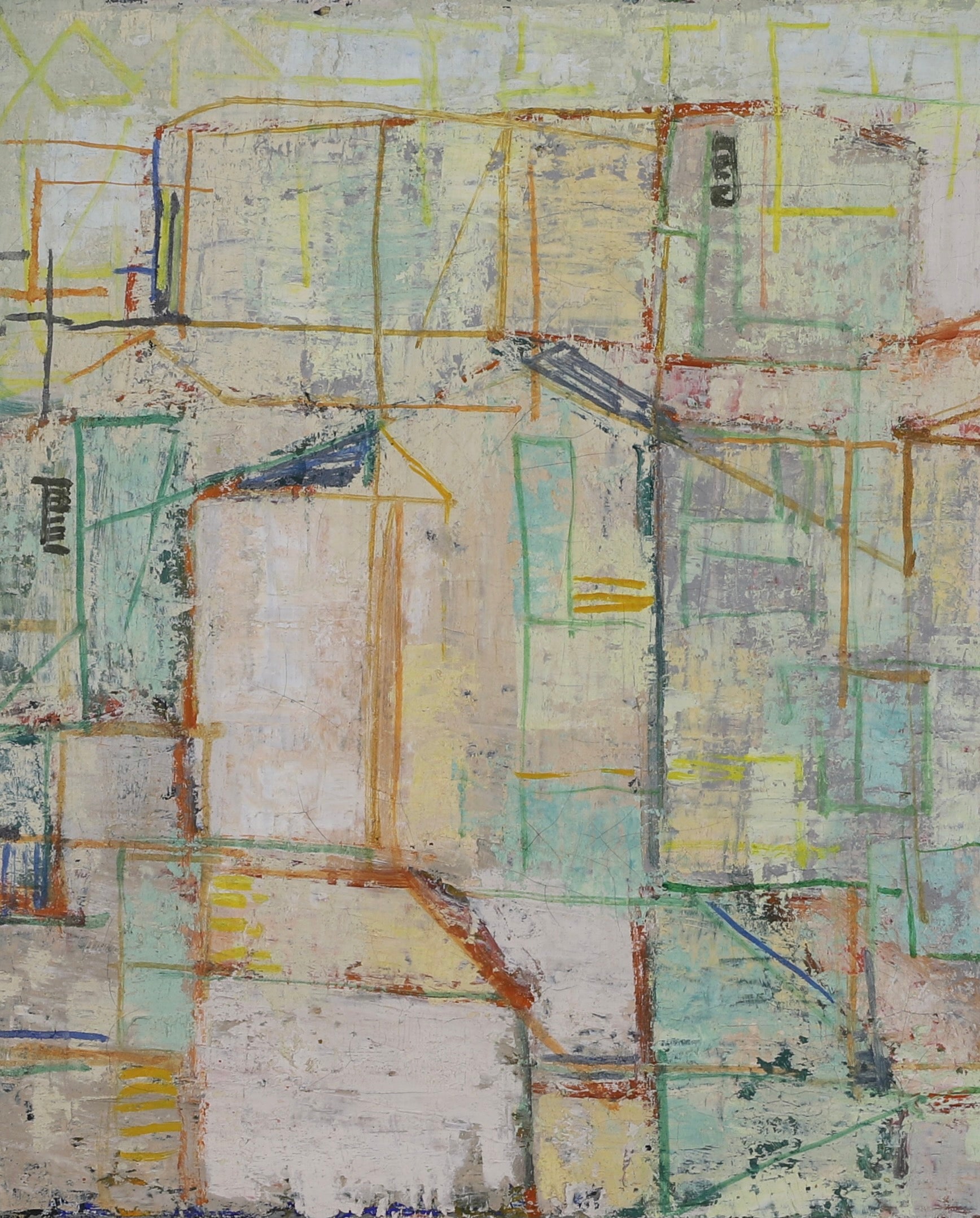 Mid Century Abstract Oil Painting By C Nordin Sweden