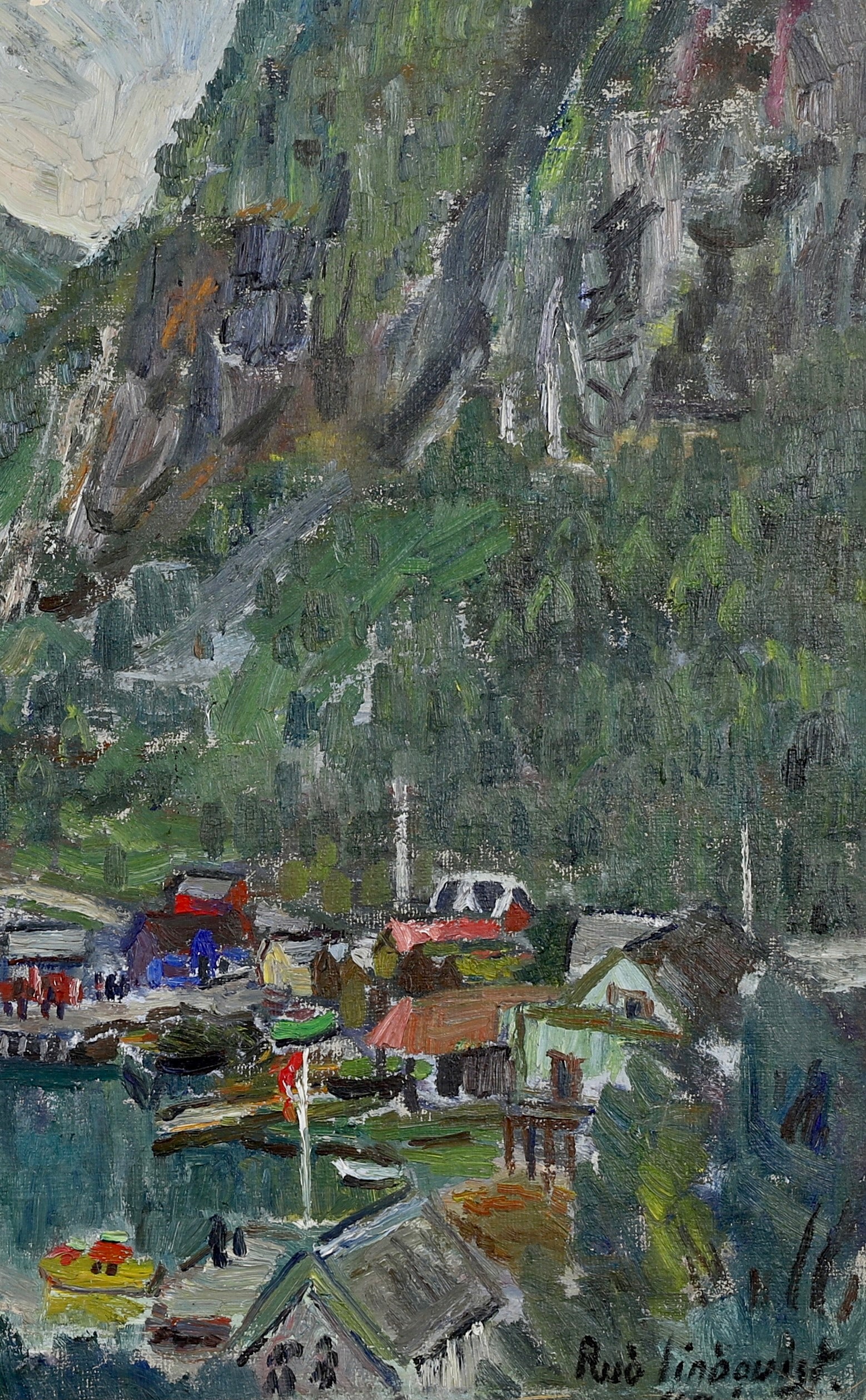 Mid Century Original Oil Painting From Sweden by R Lindquist