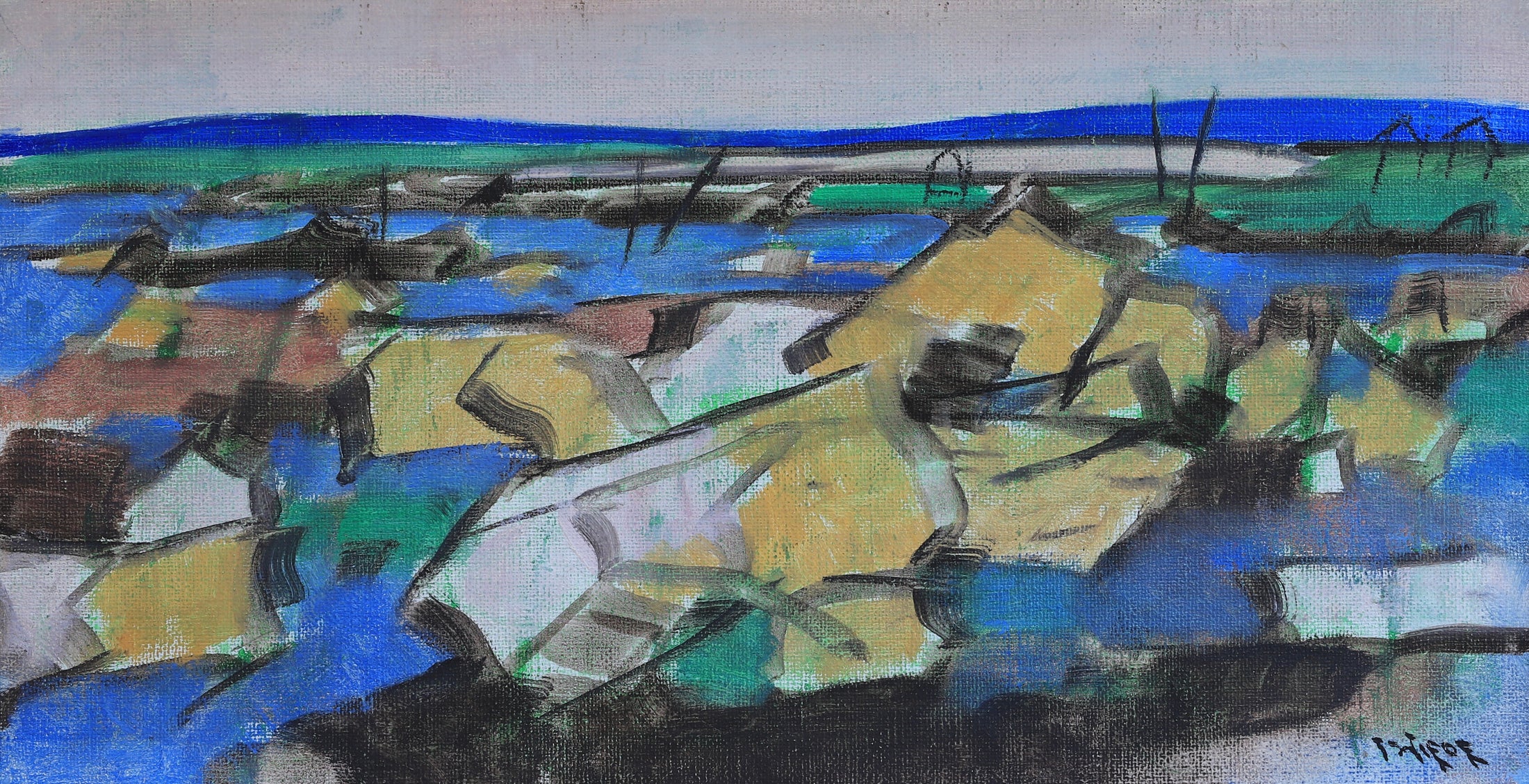 Vintage Mid Century Landscape Oil Painting By Ingvar Wiede Sweden