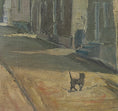 Load image into Gallery viewer, Oil Painting Vintage Mid Century Cityscape with Animal From Sweden