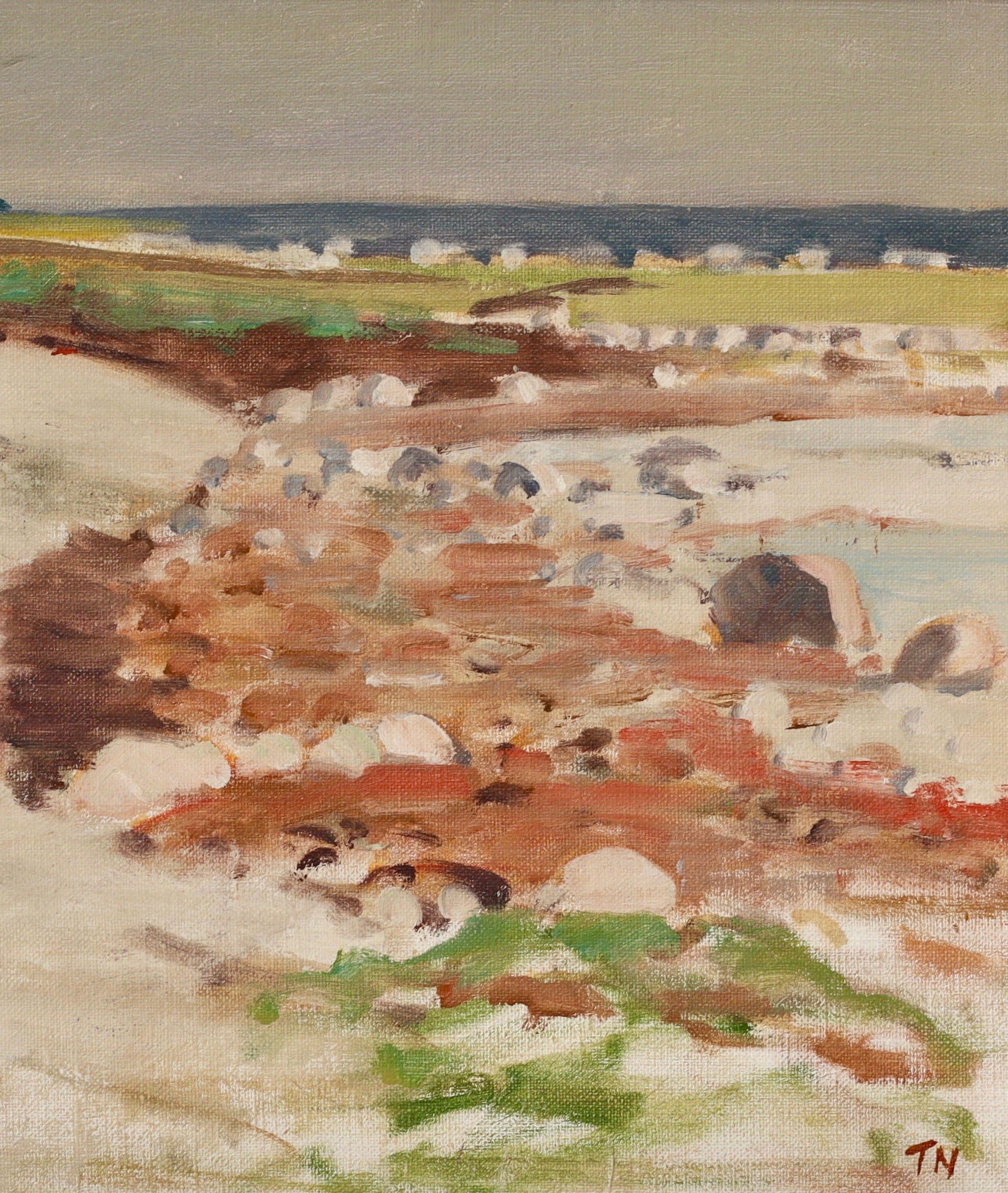 Vintage Coastal Painting by Tage Nilsson from Sweden