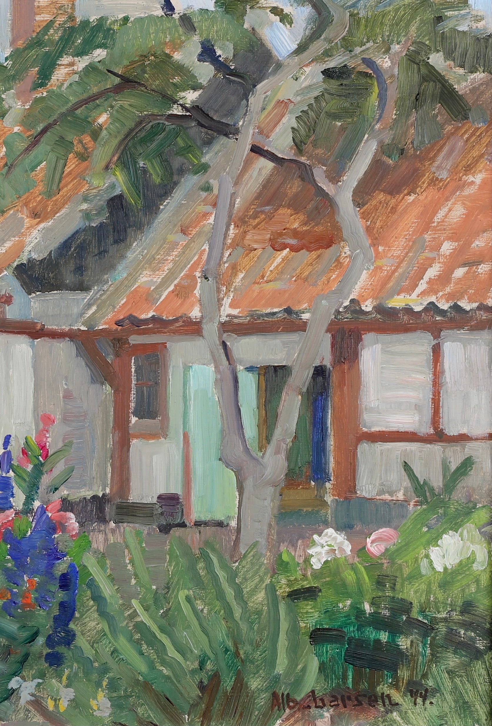 Mid Century Original Oil Painting by A Larsen 1944