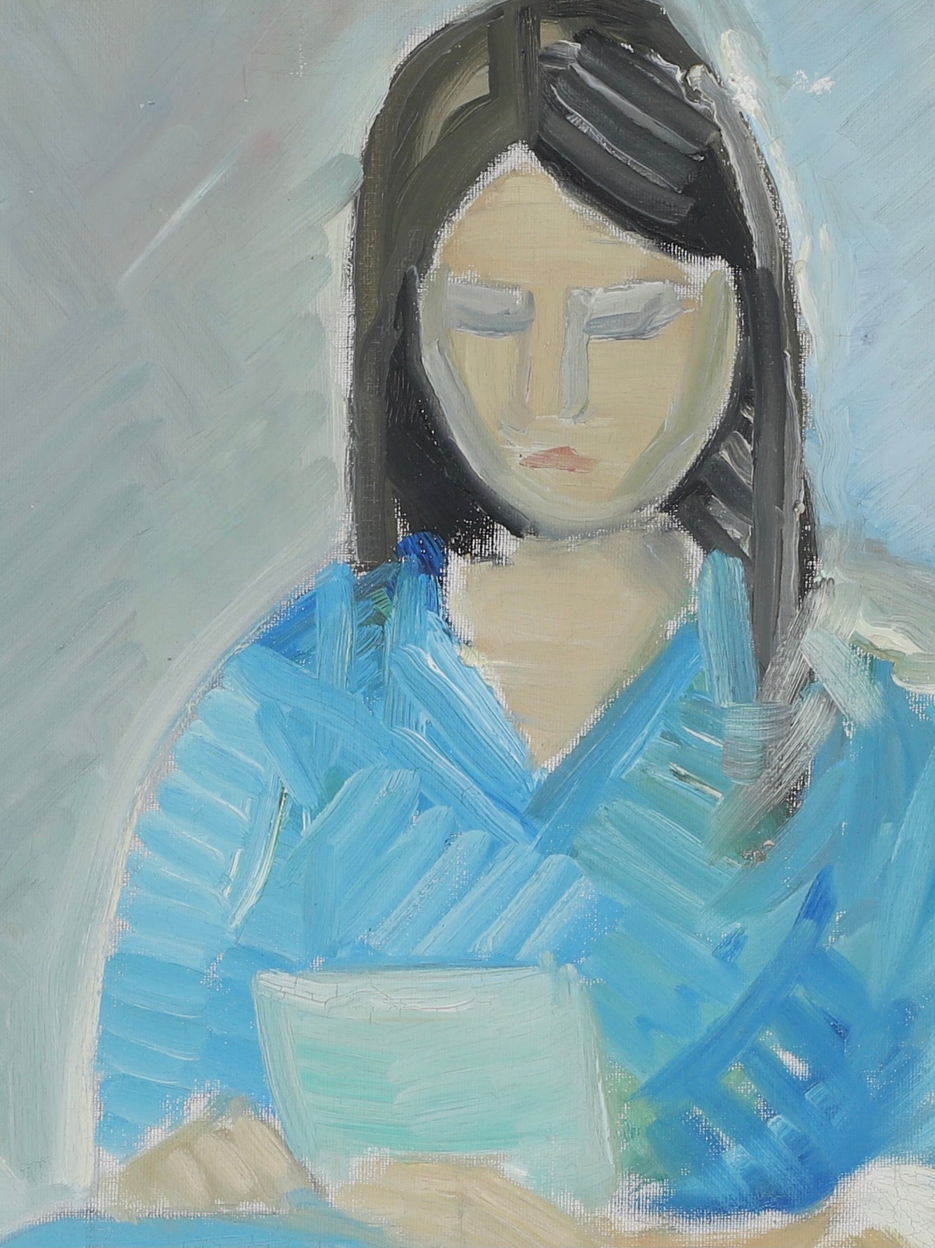 Mid Century Original Portrait Oil Painting From Sweden by O Gullberg