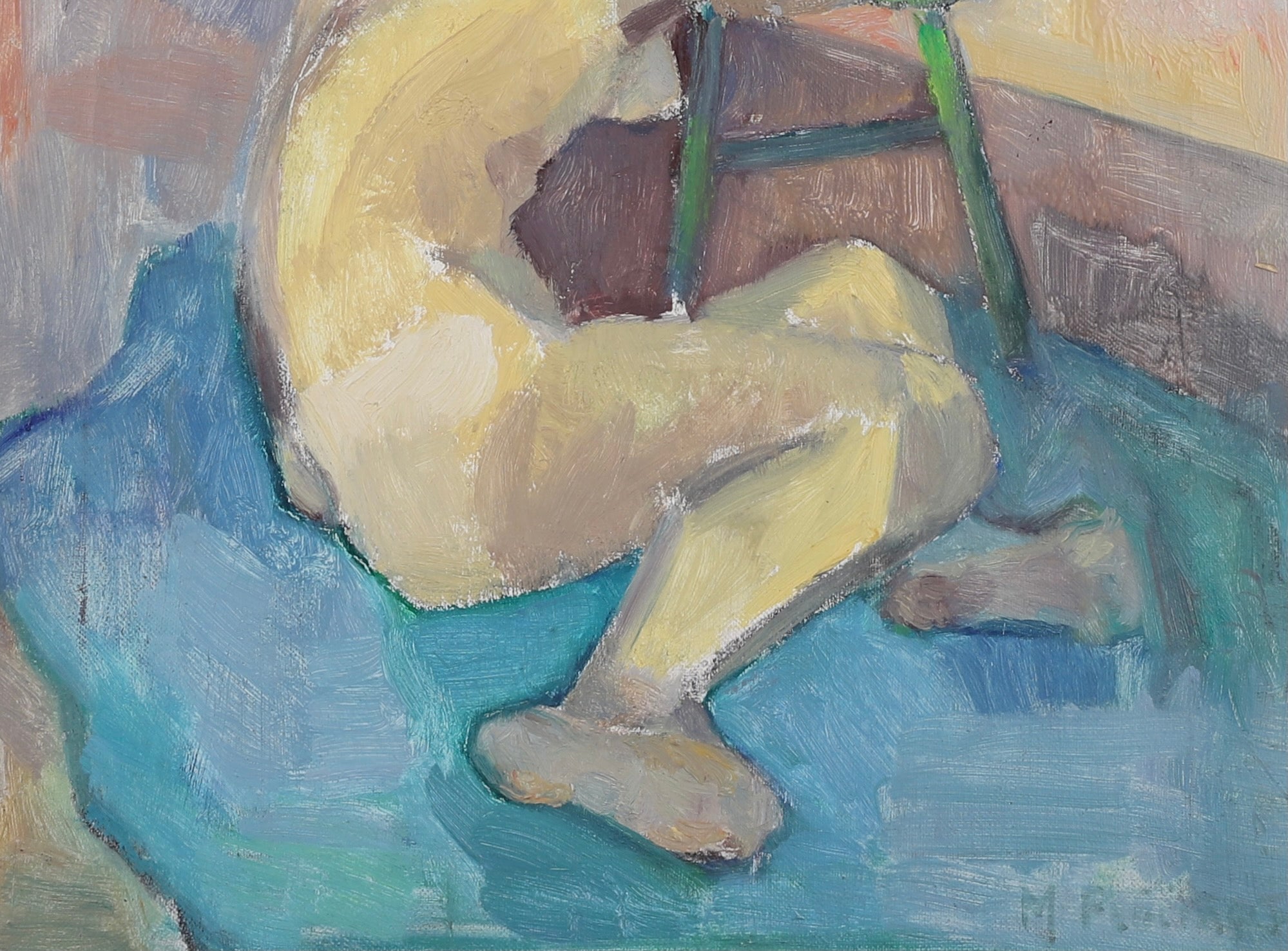 Original Vintage Figure Oil Painting From Sweden