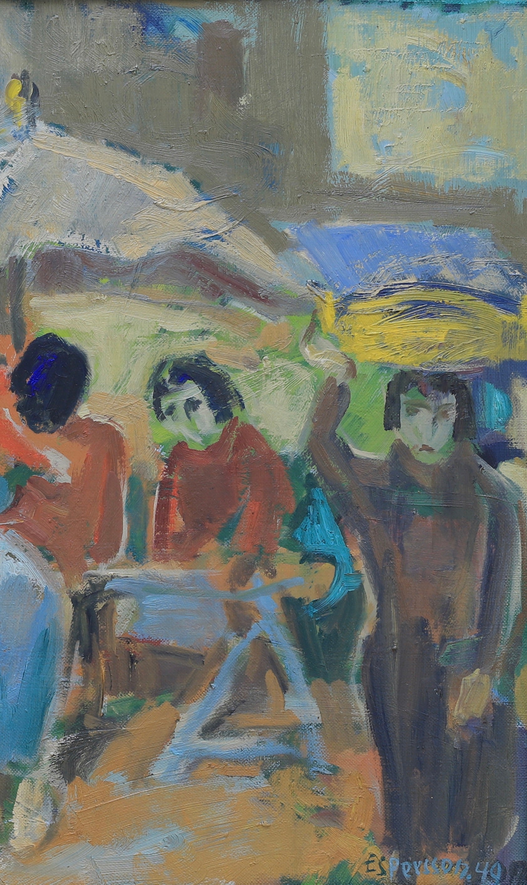 Vintage Mid Century Original Oil Painting By ES Persson 1949