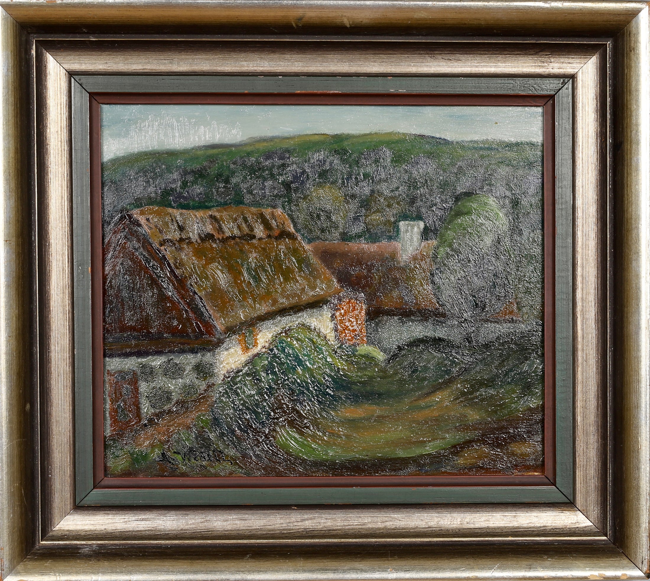 Mid Century Original Landscape Oil Painting A Widell Sweden