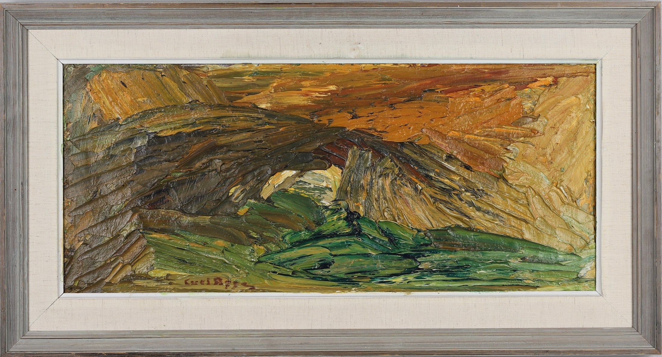 Mid Century Abstract Oil Painting By C Agge Sweden