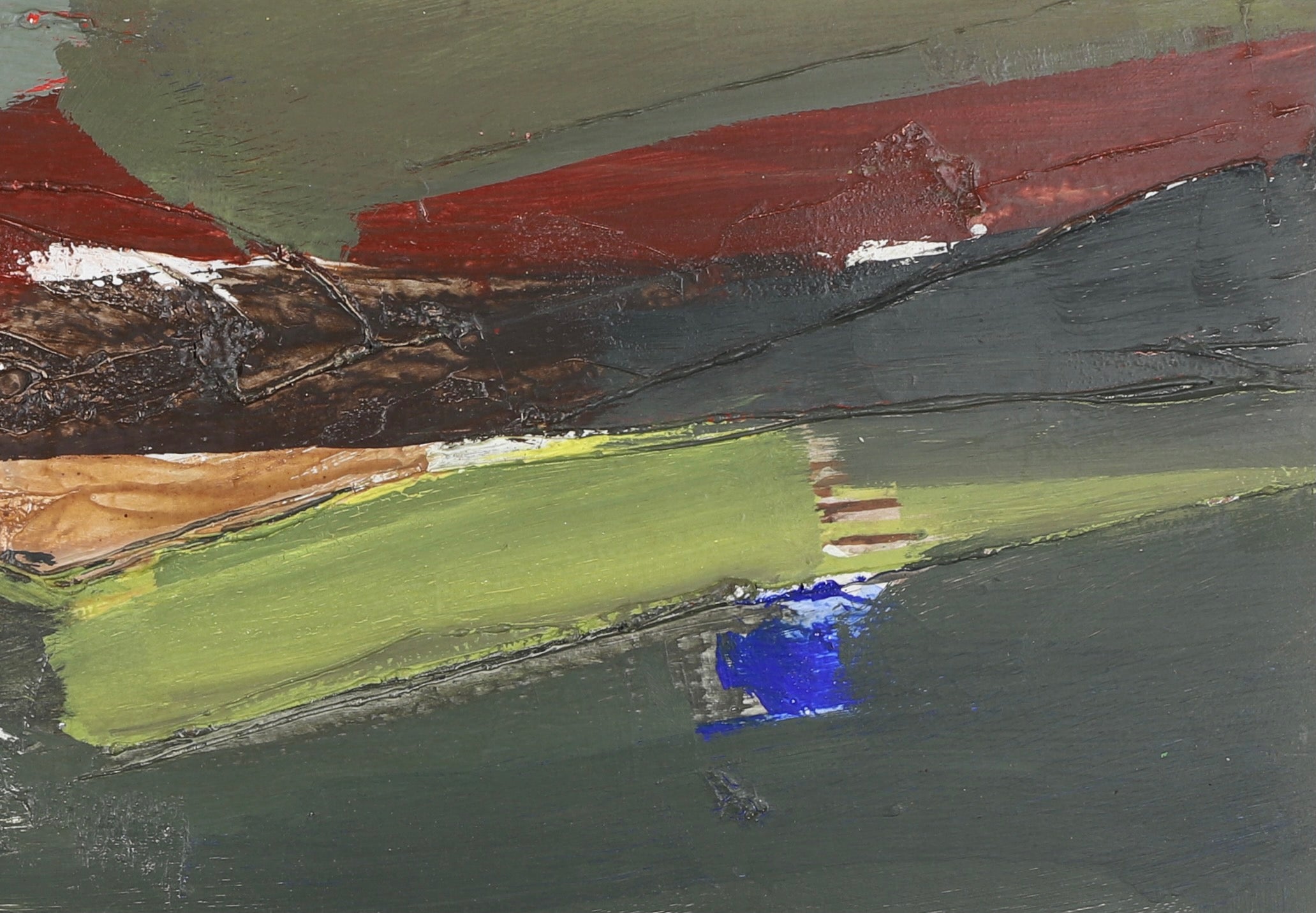 Mid Century Abstract Oil Painting By Hans Osswald Sweden