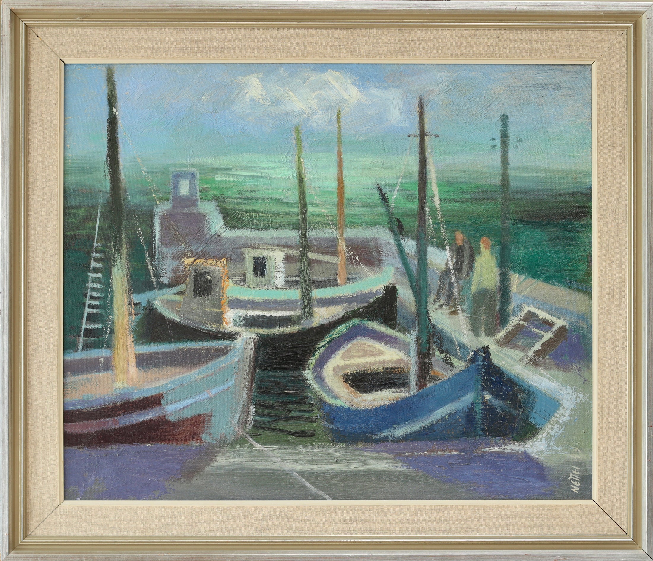 Large Mid Century Oil Painting From Sweden By Einar Nettlebladt 1949