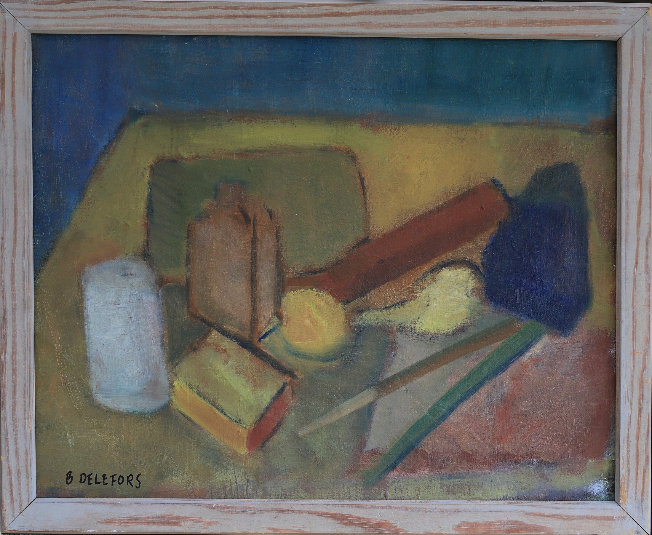Mid Century Vintage Still Life Oil Painting By Bengt Delefors Sweden