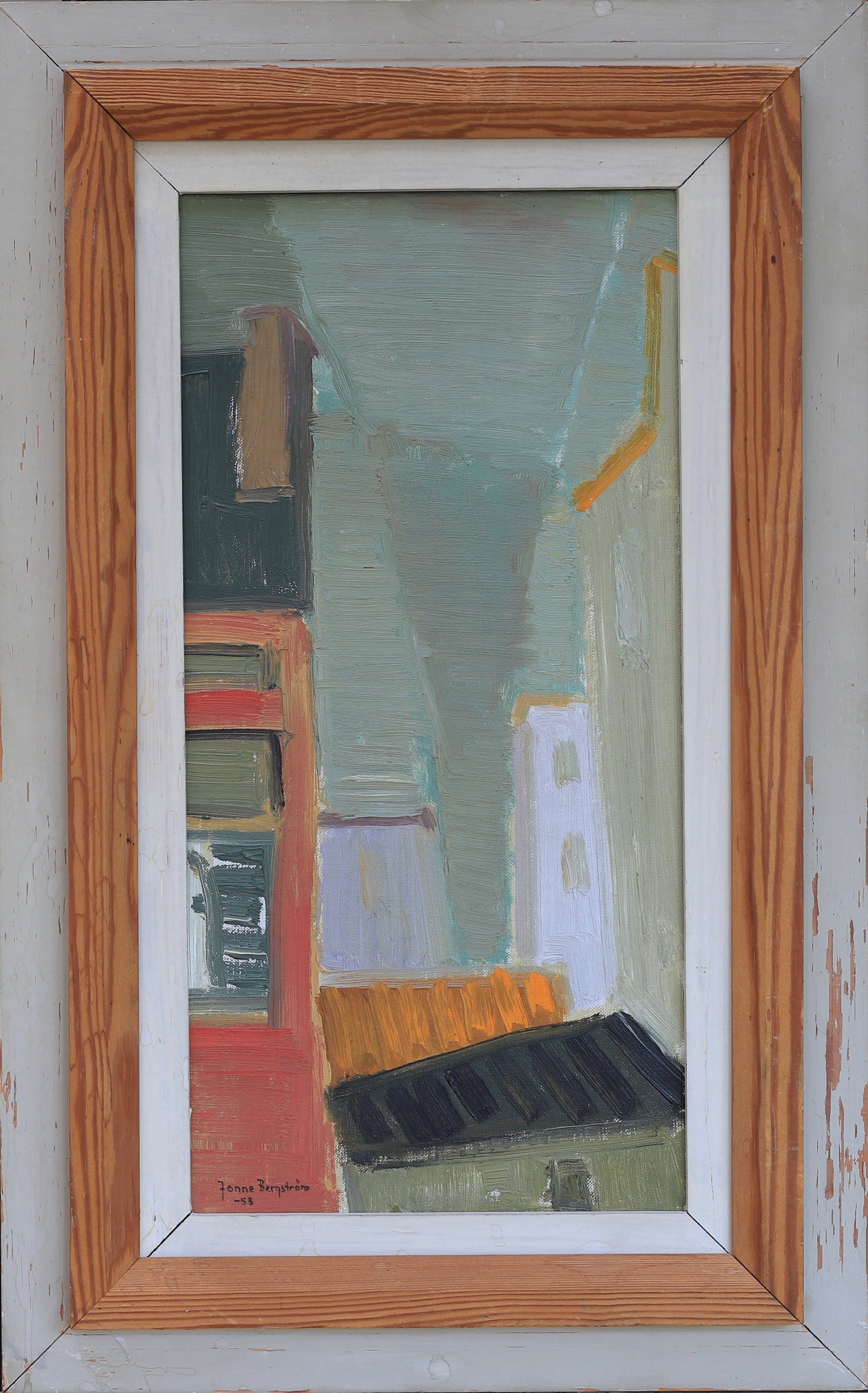 Paris Roofline Mid Century Oil Painting By Jonne Bergström 1953