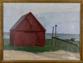 Load image into Gallery viewer, Original Vintage Art Room Mid Century Barn Oil Painting by Börje A from Sweden