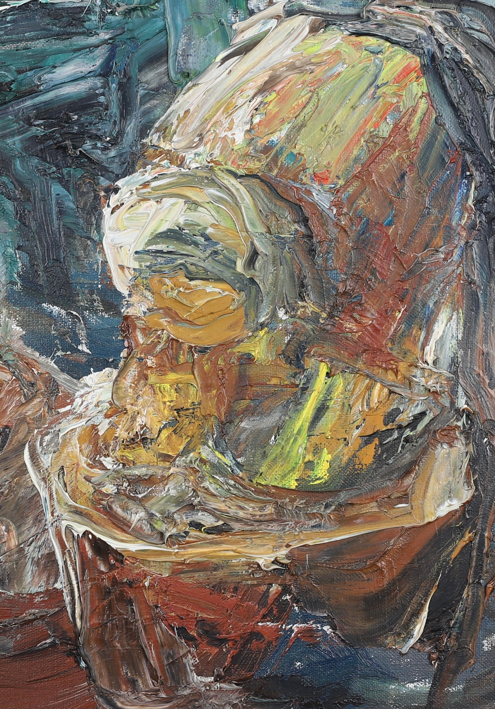 Vintage Mid Century Expressionist Oil Painting By E Emland  Sweden