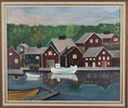 Load image into Gallery viewer, Mid Century Oil Painting from Sweden of a Traditional Harbor