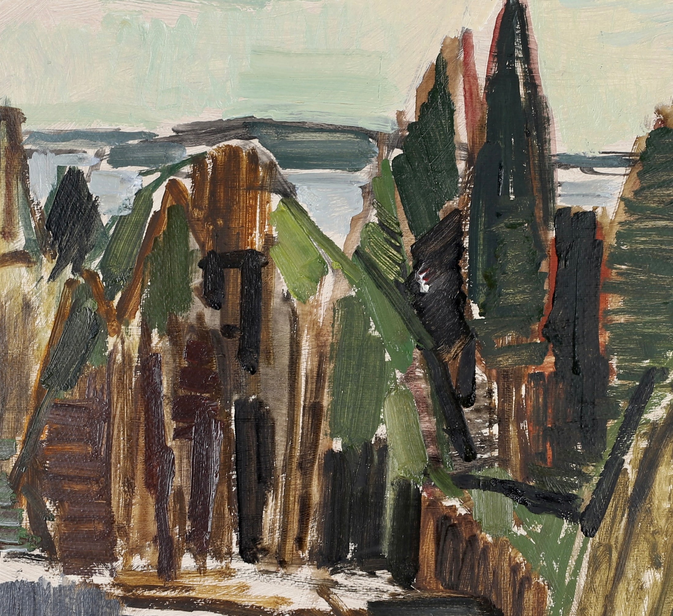 Vintage Mid Century Landscape By Sven Olof Rosén Sweden 1969