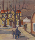 Load image into Gallery viewer, Mid Century Original Cityscape Oil Painting From Sweden