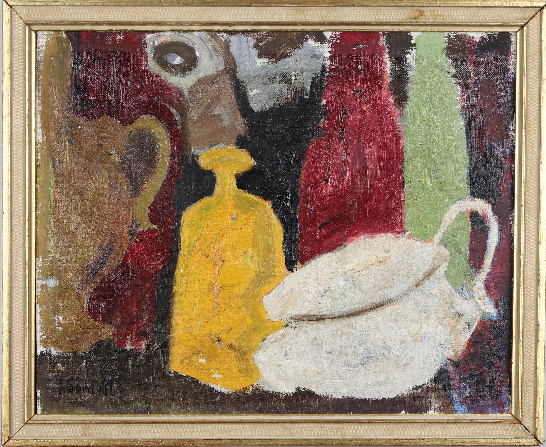 Vintage Mid Century Still Life Oil Painting By L Sandahl Sweden