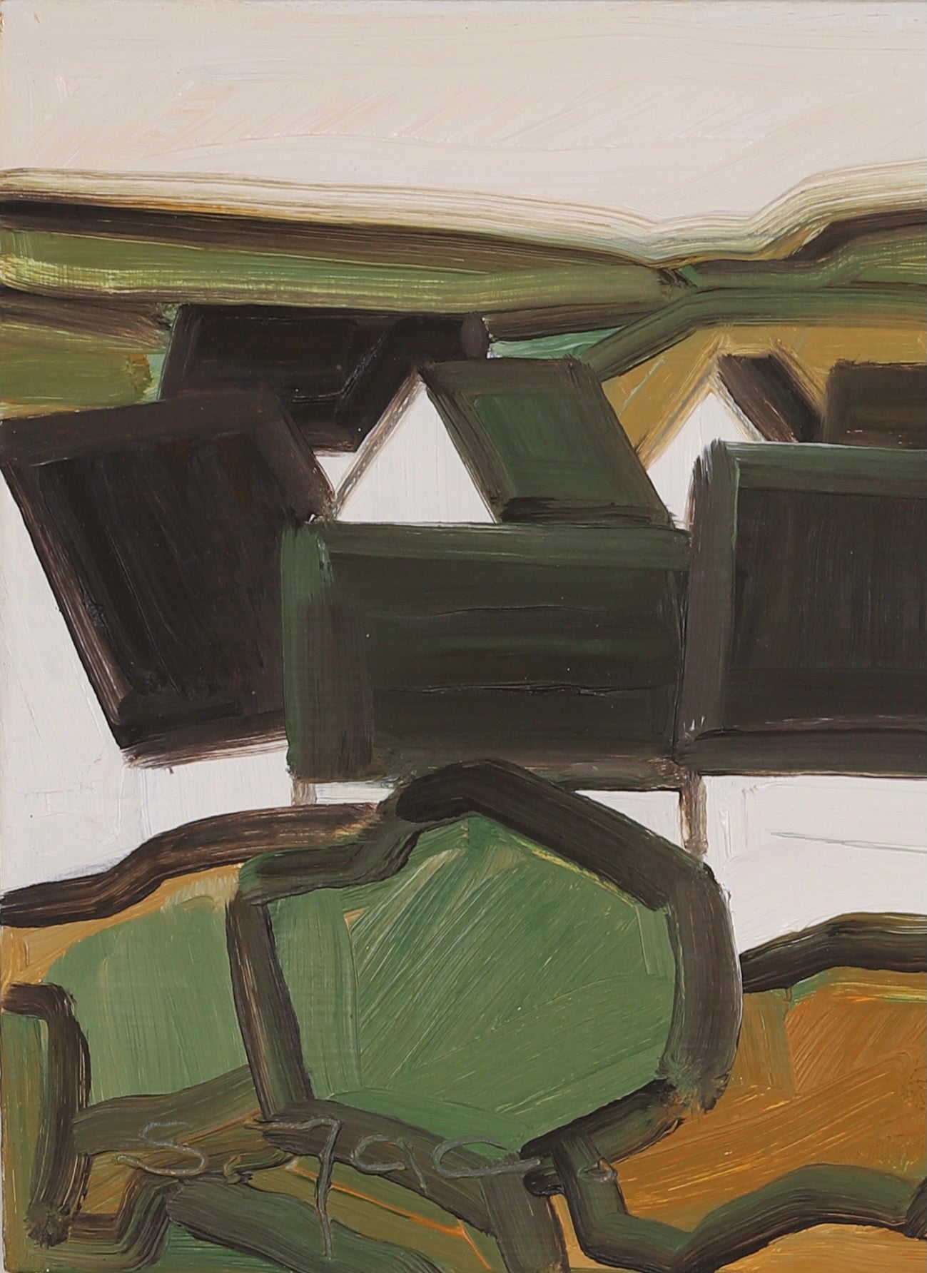 Mid Century Farmhouse Oil Painting From Sweden