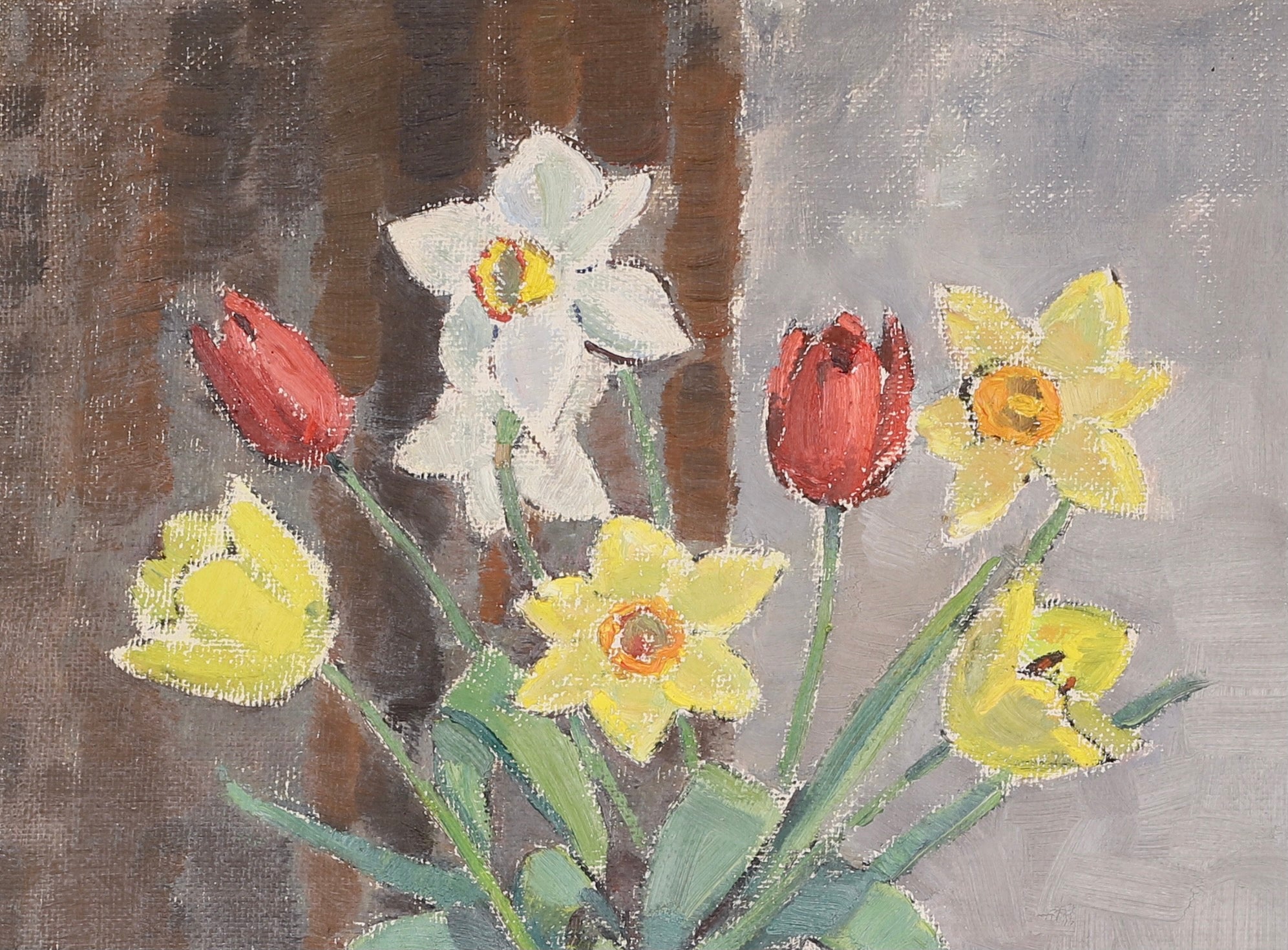 Mid Century Original Still Life Oil Painting From Sweden 1955