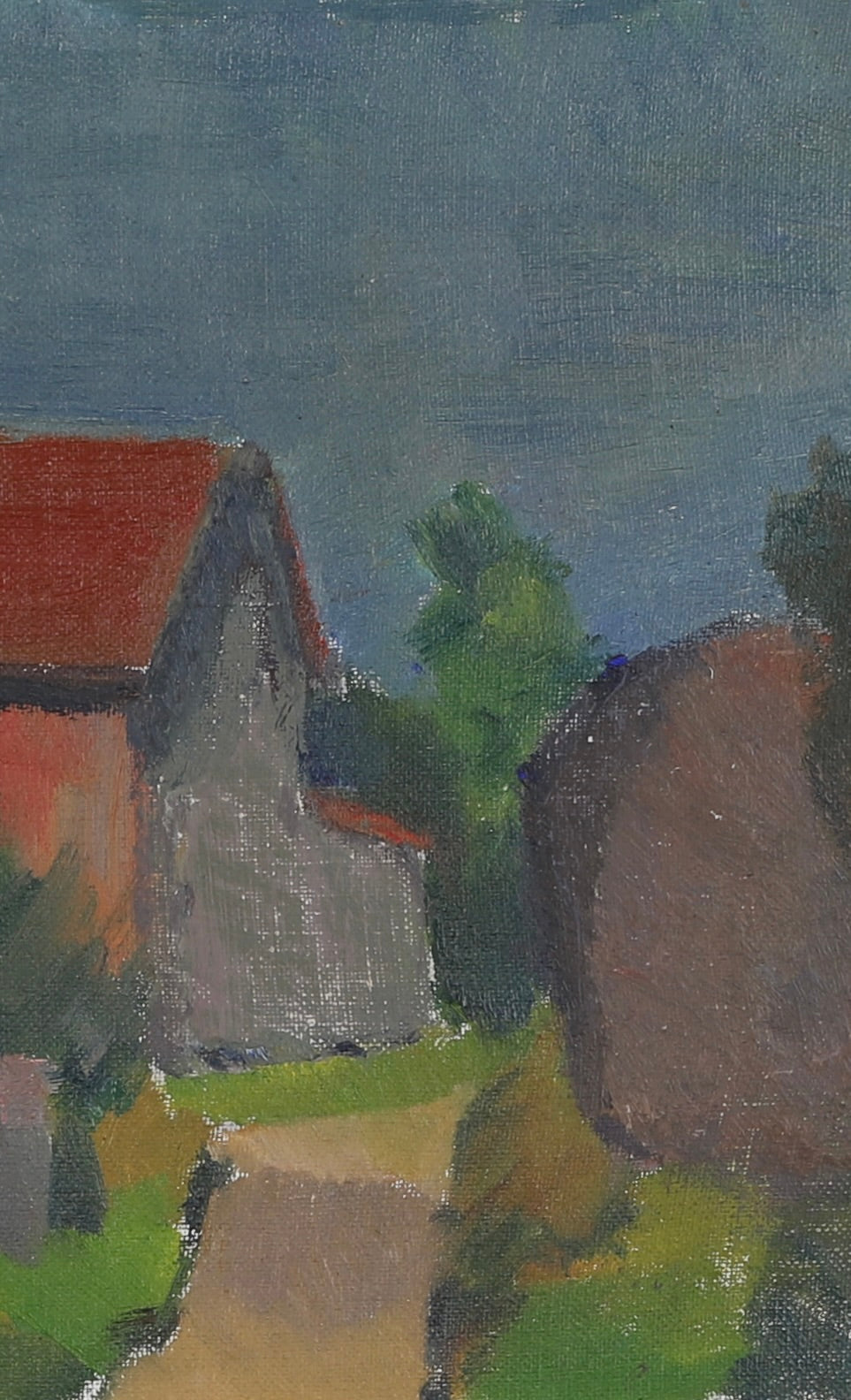Mid Century Farmhouse Oil Painting From Sweden