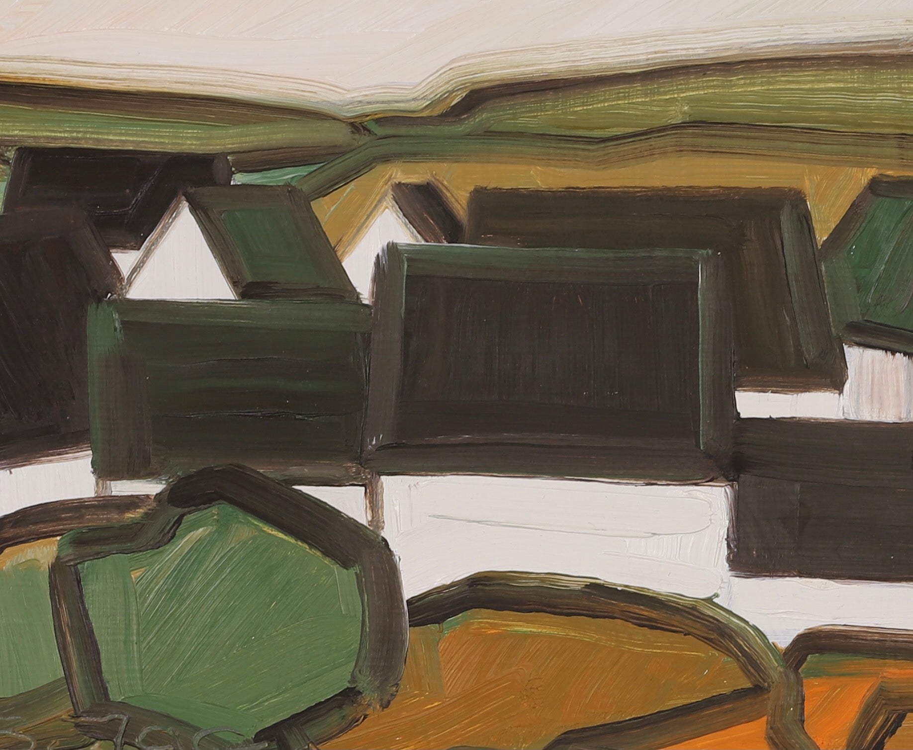 Mid Century Farmhouse Oil Painting From Sweden