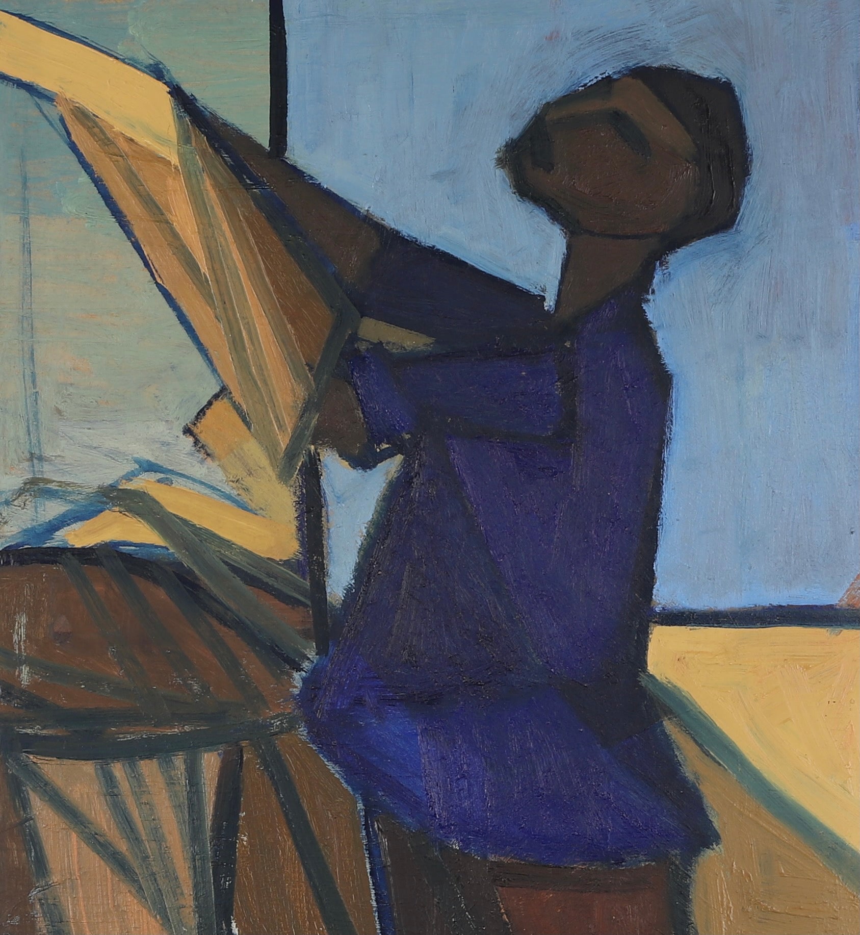 Mid Century Original Figure Oil Painting From Sweden