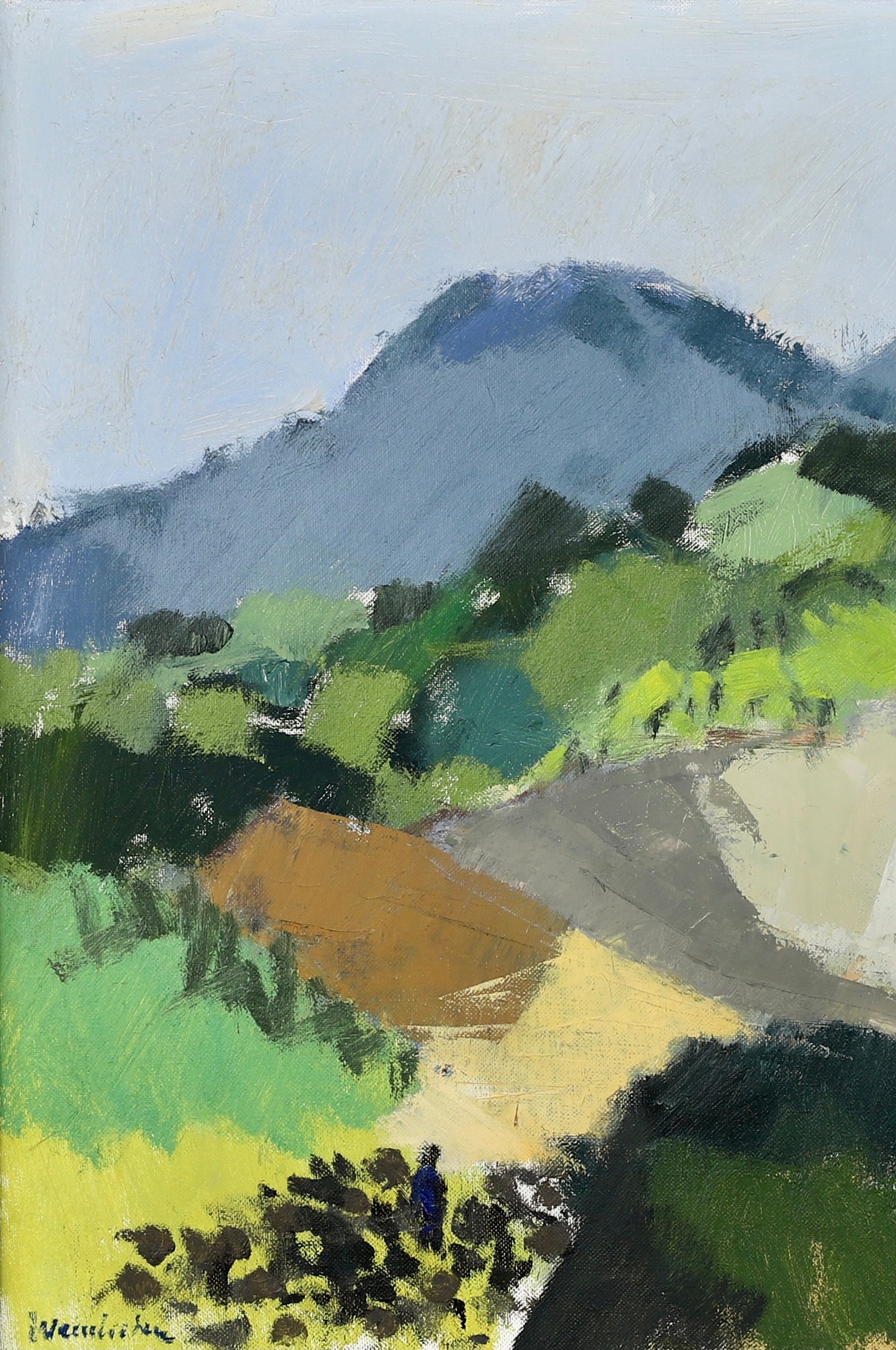 Mid Century Vintage Oil Painting By Stig Wernheden Sweden