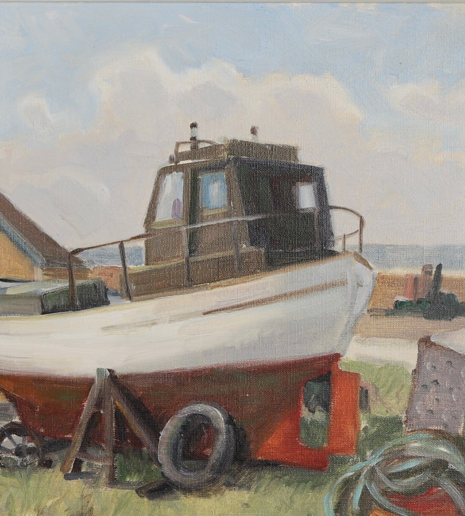 Mid Century Original Oil Painting From Sweden By Eskil Skans