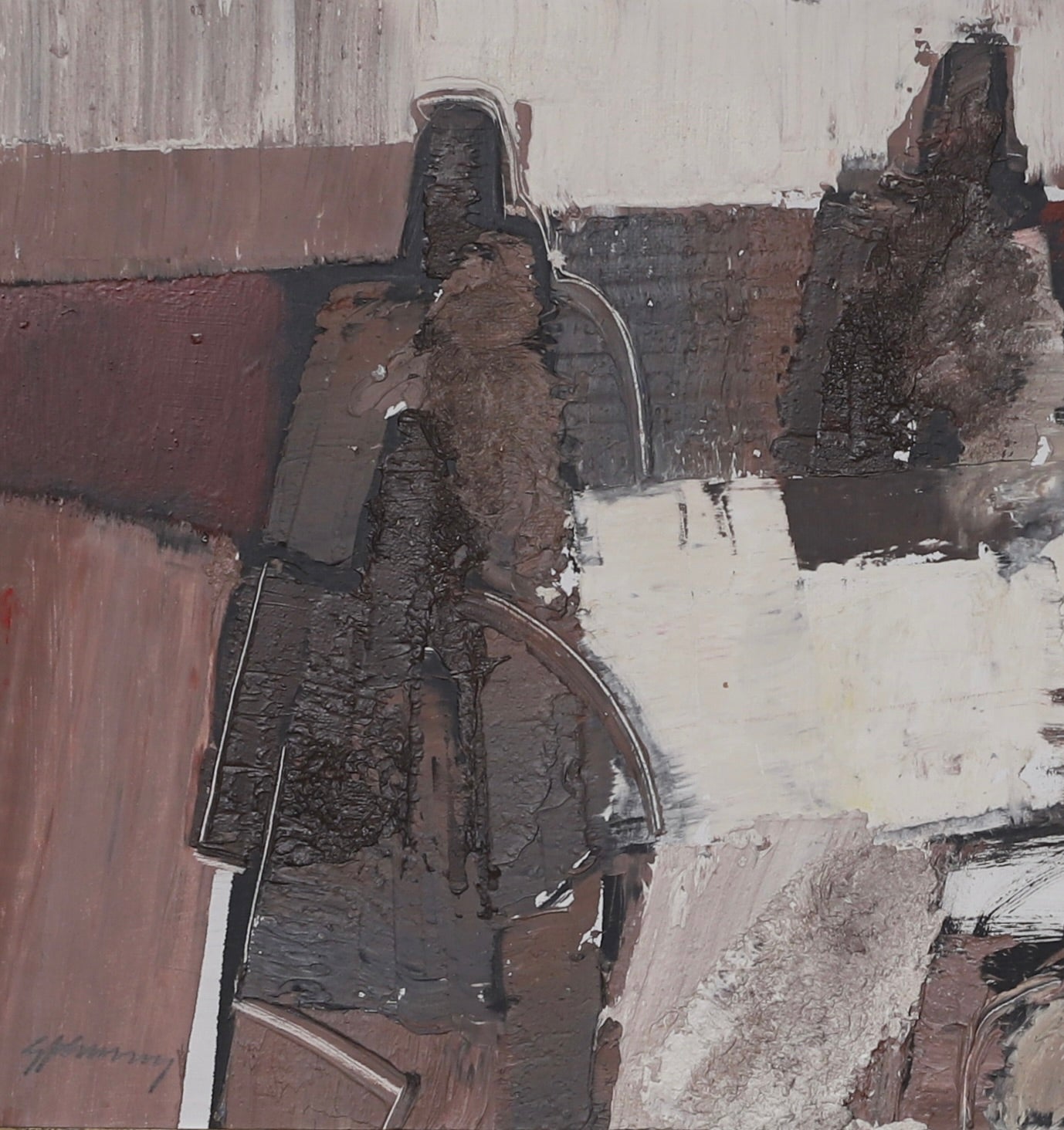 Mid Century Abstract Oil Painting By G Johnson Sweden