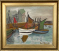 Load image into Gallery viewer, Original Vintage Oil Painting Of Harbor By Walli S Sweden