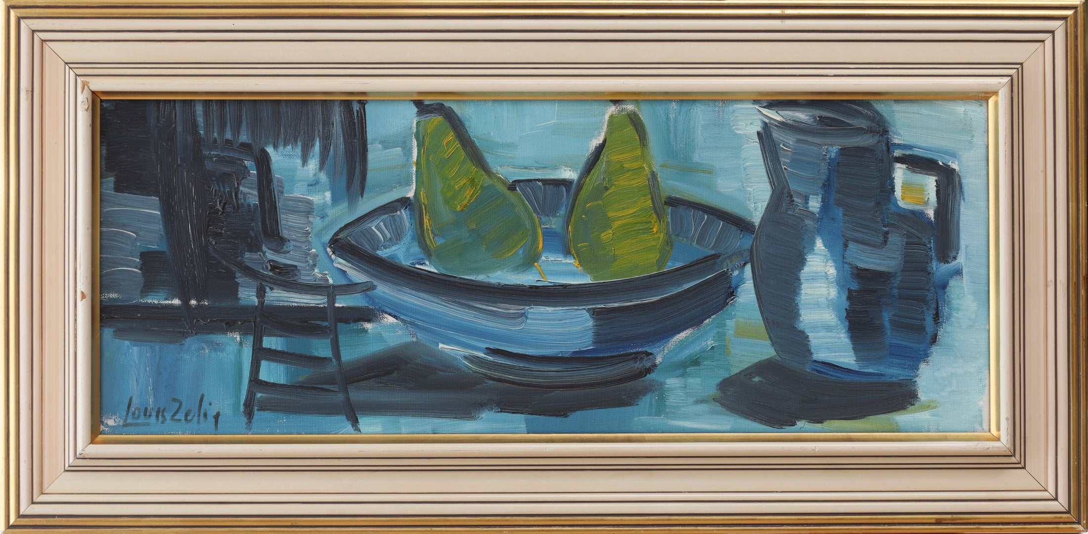 Mid Century Vintage Art Oil Still Life By Louie Zelig From Sweden