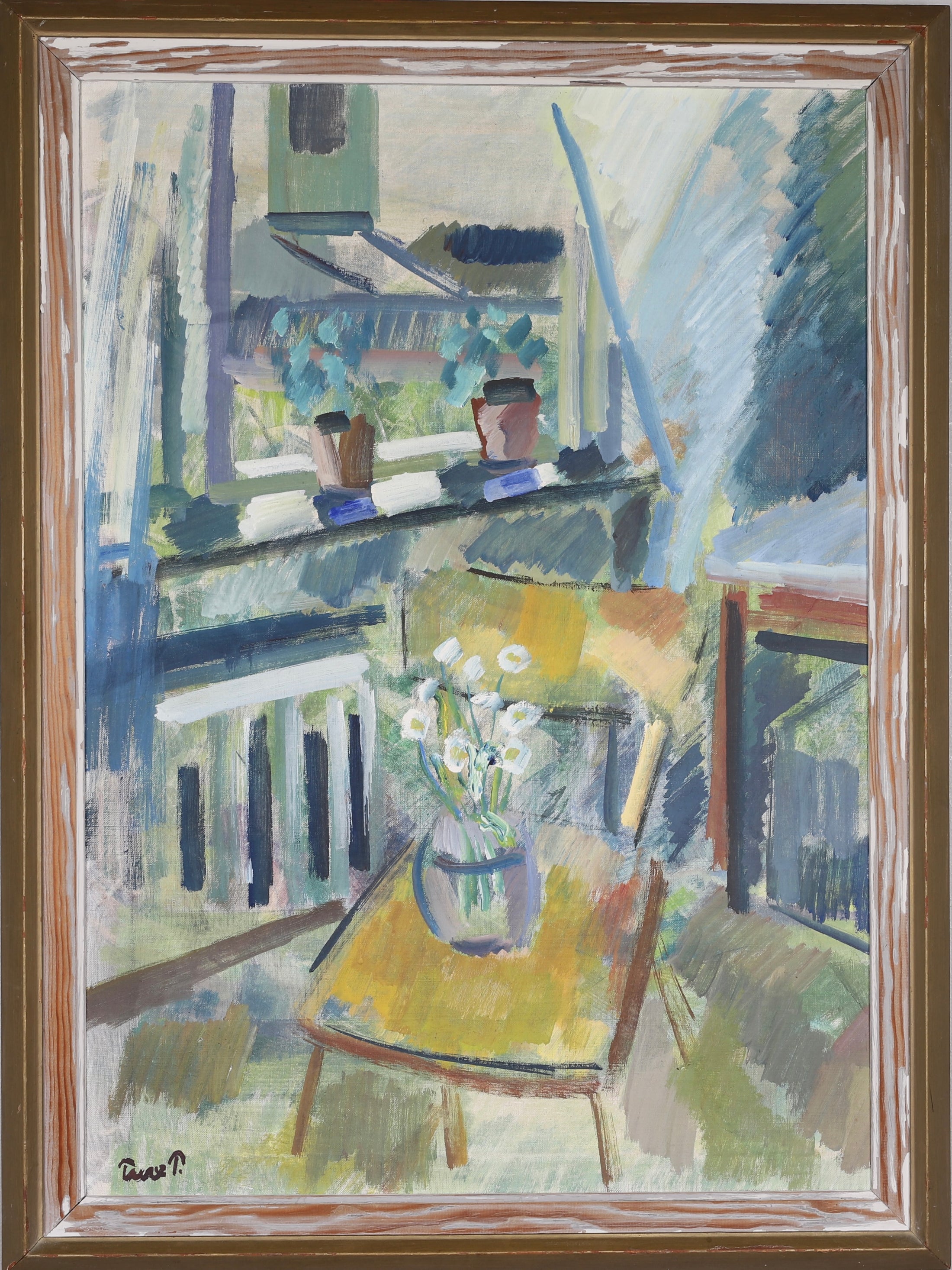 Mid Century Interior Oil Painting From Sweden