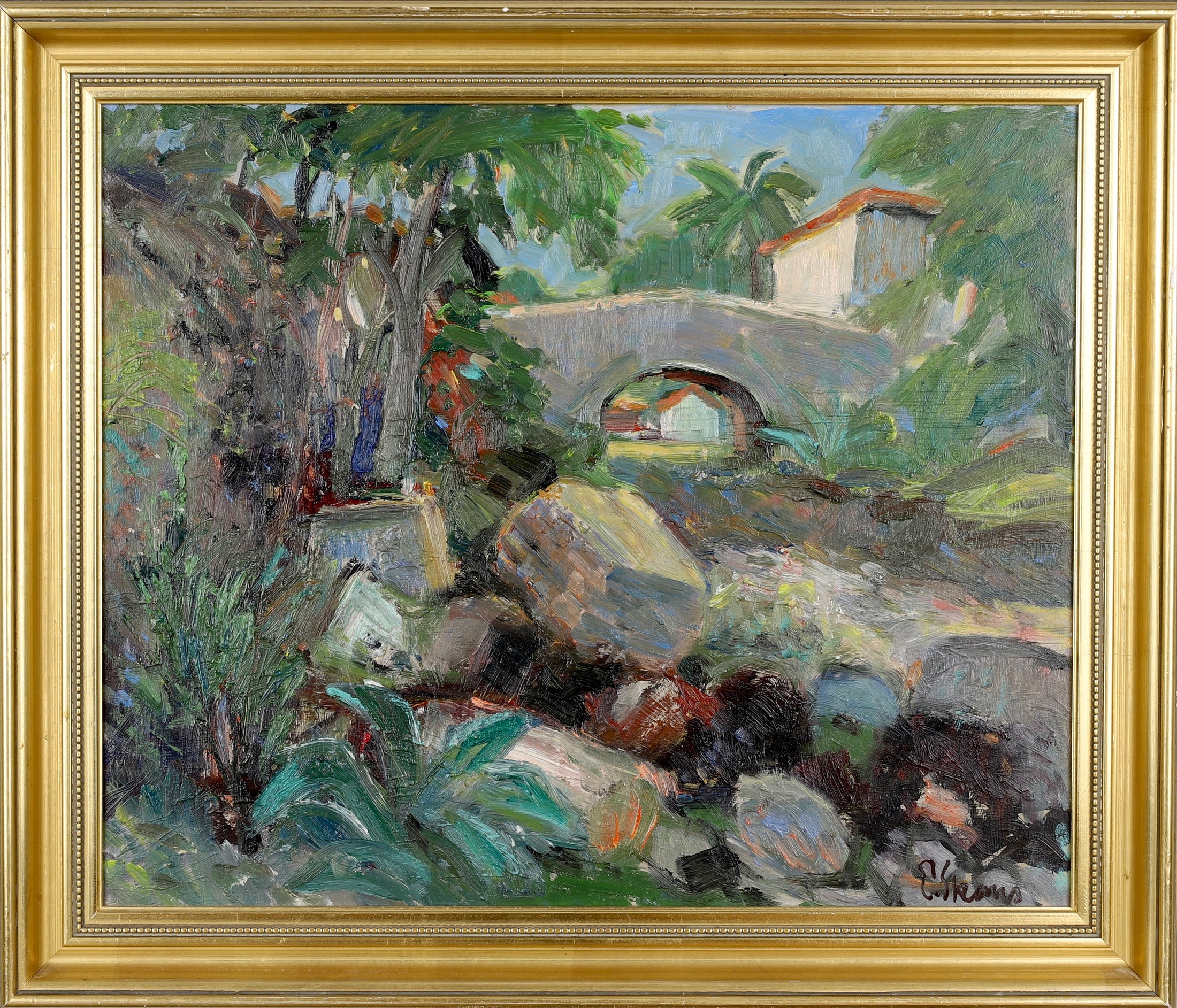 Mid Century Original Landscape Oil Painting From Sweden By Eskil Skans