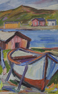Load image into Gallery viewer, Original Fisherman Oil Painting Vintage Mid Century From Sweden