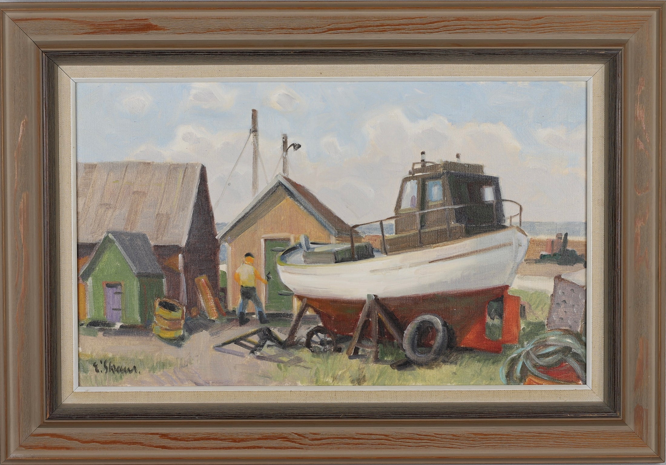 Mid Century Original Oil Painting From Sweden By Eskil Skans