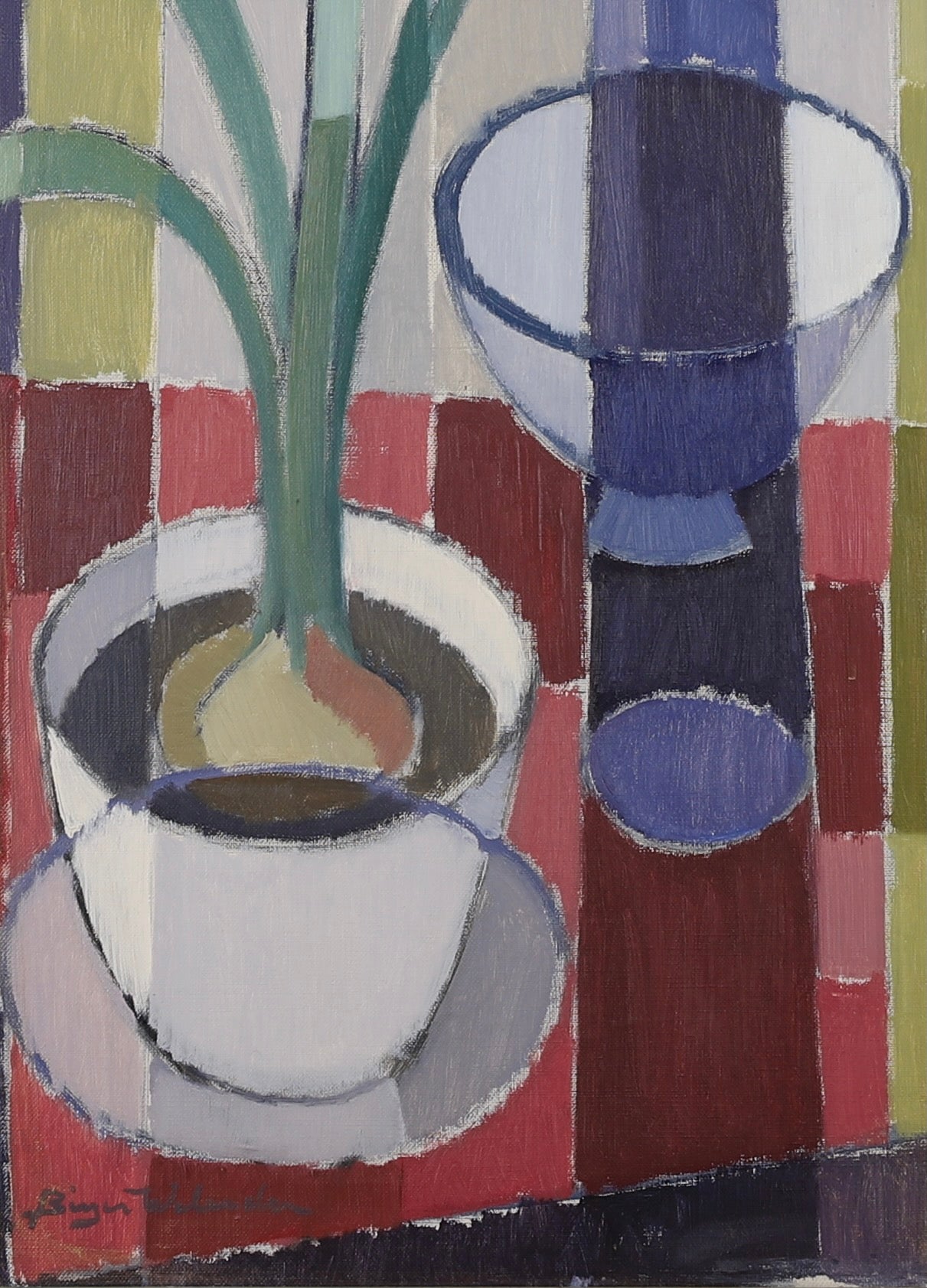 Mid century Still Life Oil Painting From Sweden By B Welander