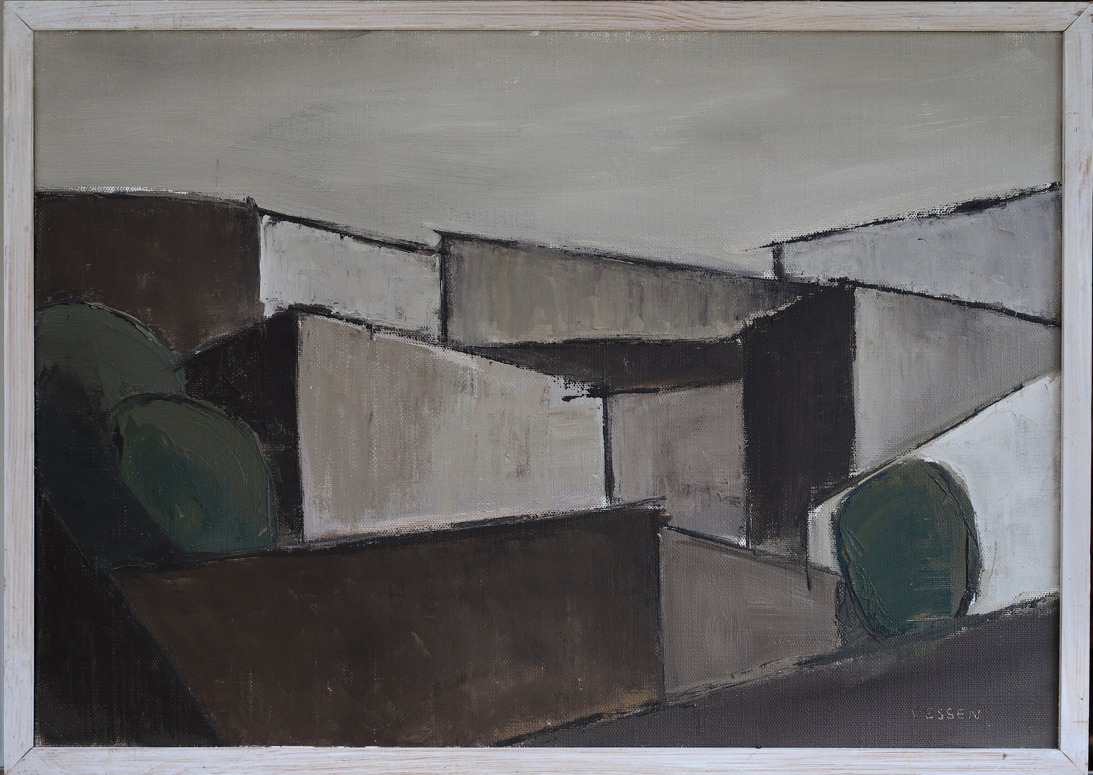 Mid Century Cubist Landscape From Sweden By Nils Essen