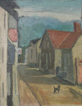 Load image into Gallery viewer, Oil Painting Vintage Mid Century Cityscape with Animal From Sweden