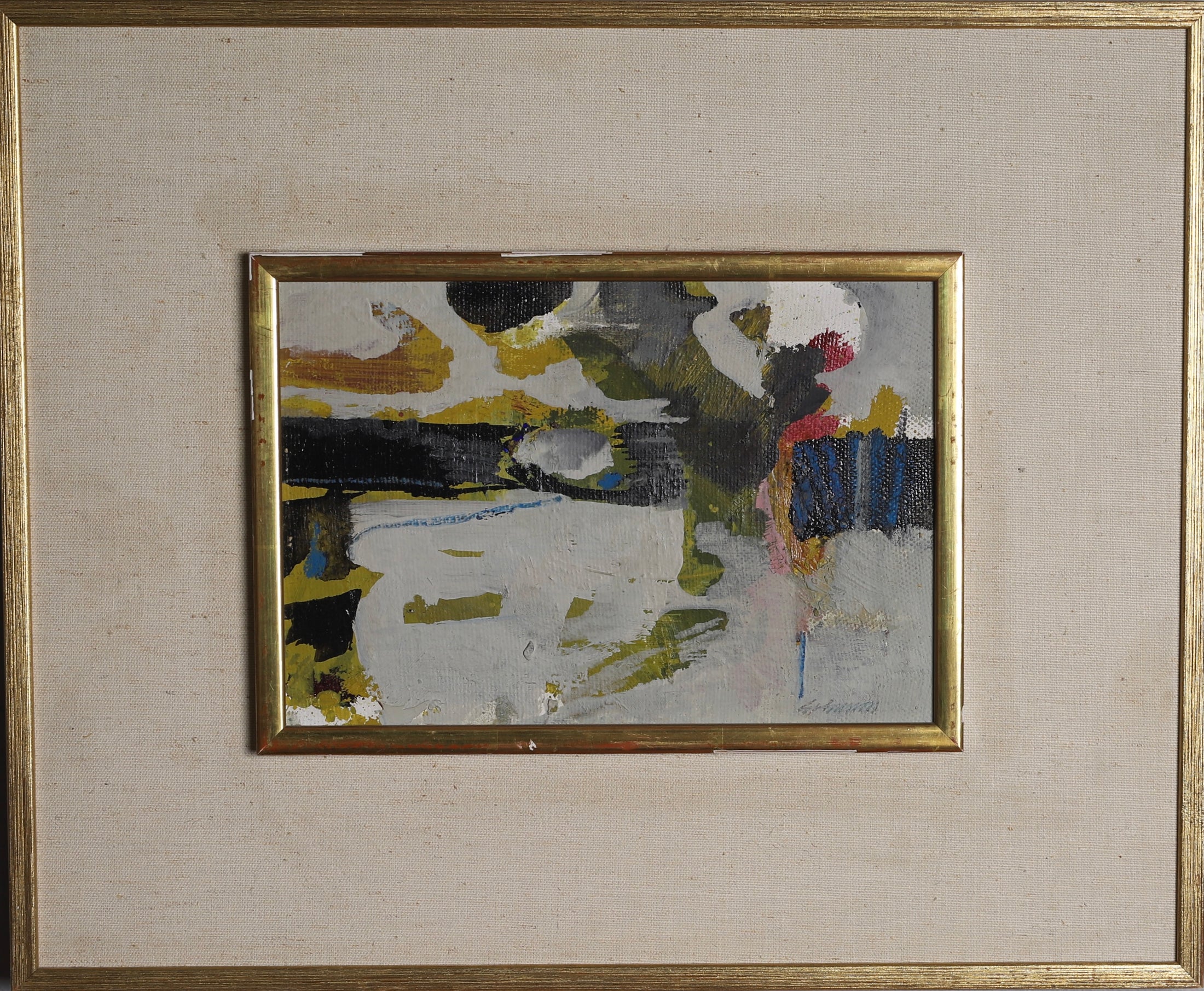 Mid Century Abstract Oil Painting By G Johnsson Sweden